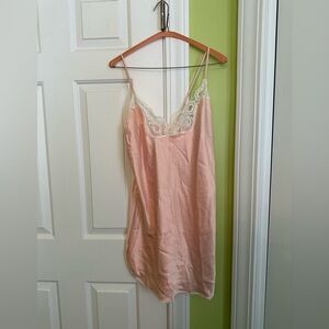 American Vintage 90s Pink Silk and Lace Slip Dress Size Small